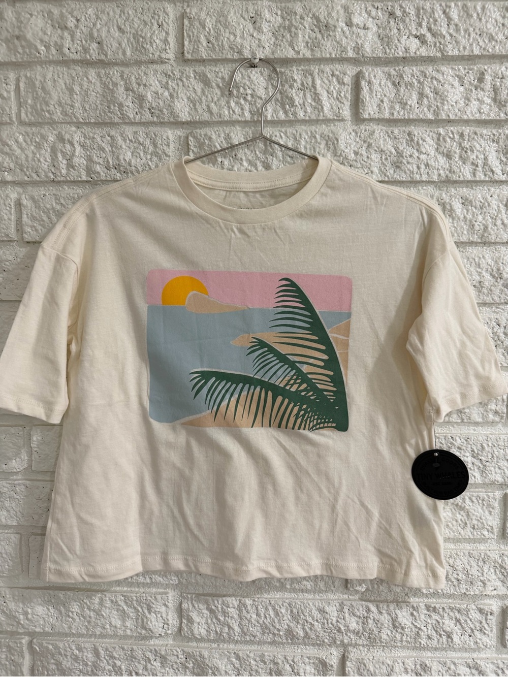 Tiny Whales Kids Secret Spot Cream Palm Sunset Graphic Tee